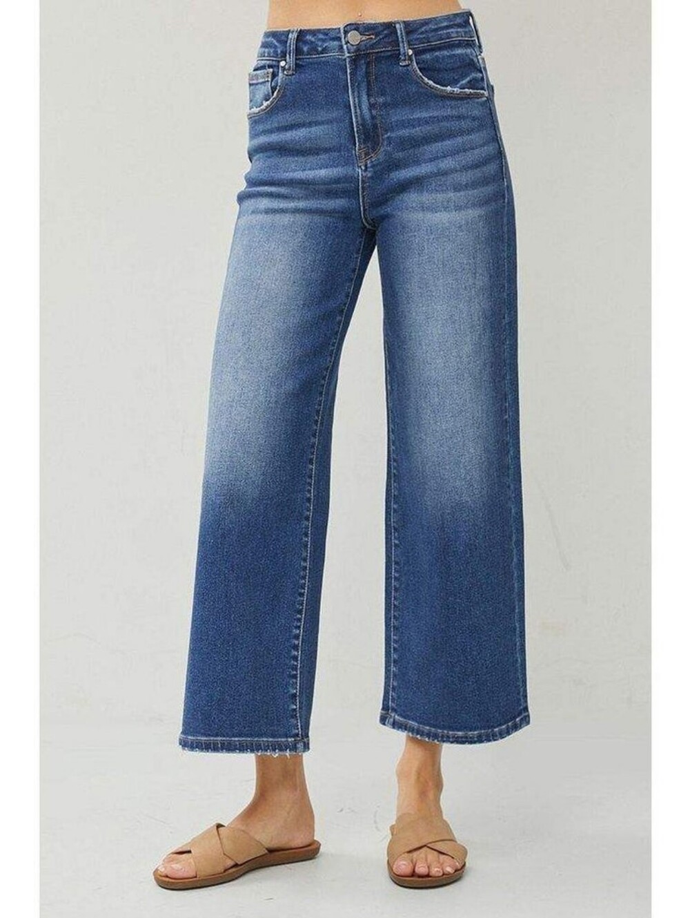 Risen Jeans 9/29 Women's High Rise Wide Crop Jeans  9/29